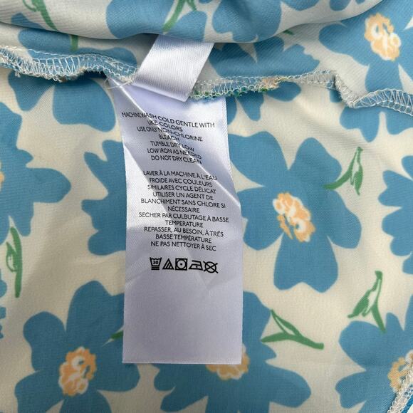 Free People Women’s Jessie Satin Blue Floral Slit Mini Skirt 4 - Picture 8 of 10